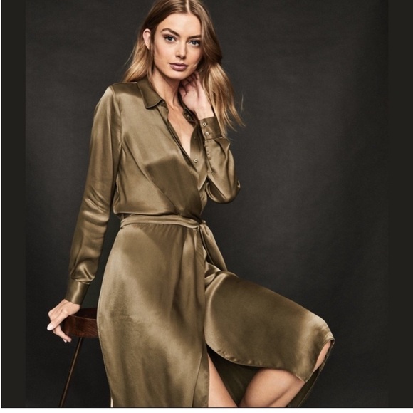 NWT Reiss Olive Satin Midi Dress